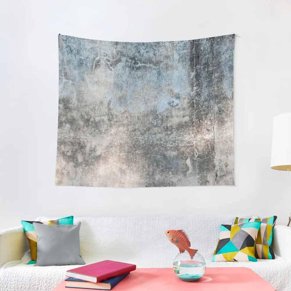 

Grunge Concrete in Grays, Tan and Blue Tapestry Room Decor Aesthetic Bathroom Decor Korean Room Decor Tapestry