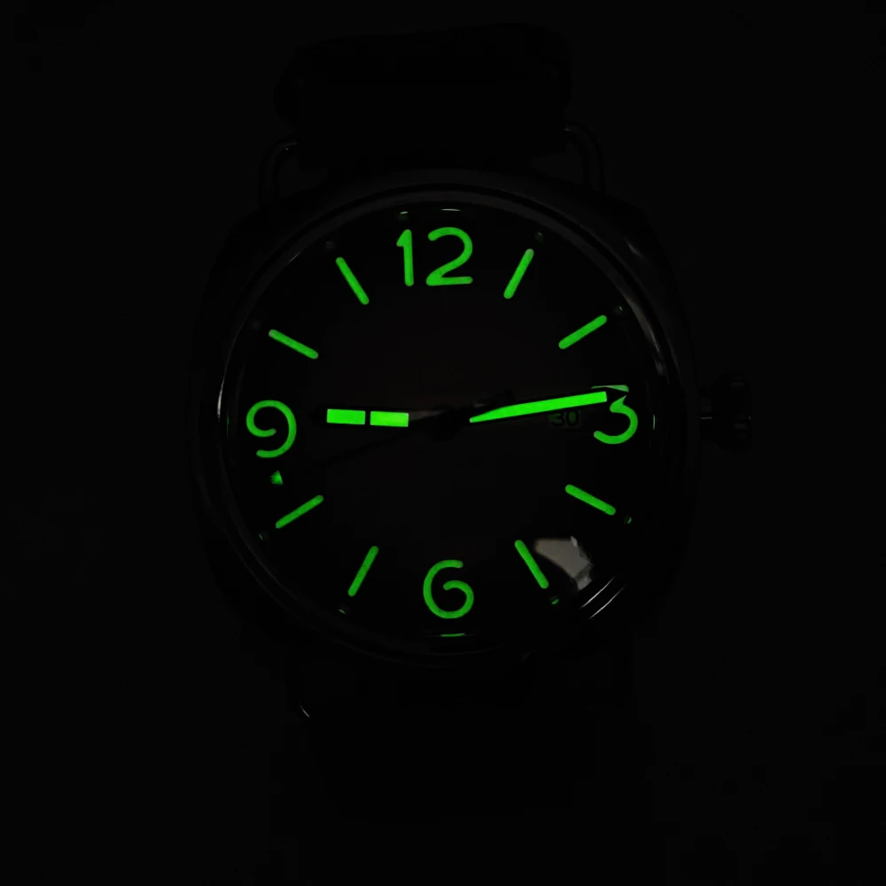 PARSRPE -Vintage 45mm Aseptic Dial Luminous NH35 Mechanical Watch Mens Waterproof Stainless Steel Case Automatic Watch Clock