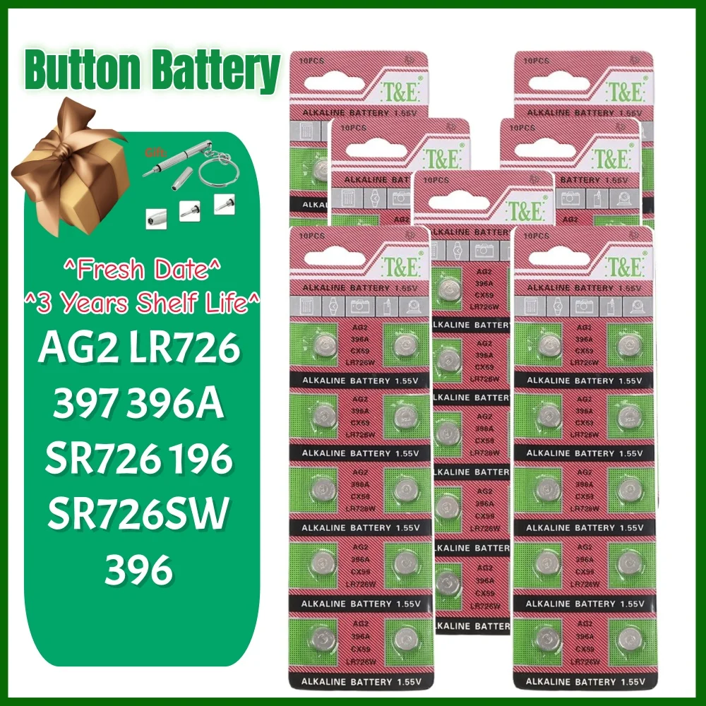 AG2 LR726 397 396A SR726 196 SR726SW CX59 LR59 SR59 396 1,55 V batería para relojes de juguete pilas remotas