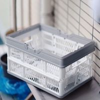 Outdoor Folding Portable Picnic Basket Portable Camping Storage Plastic Frame Large Supermarket Shopping Basket Storage Box