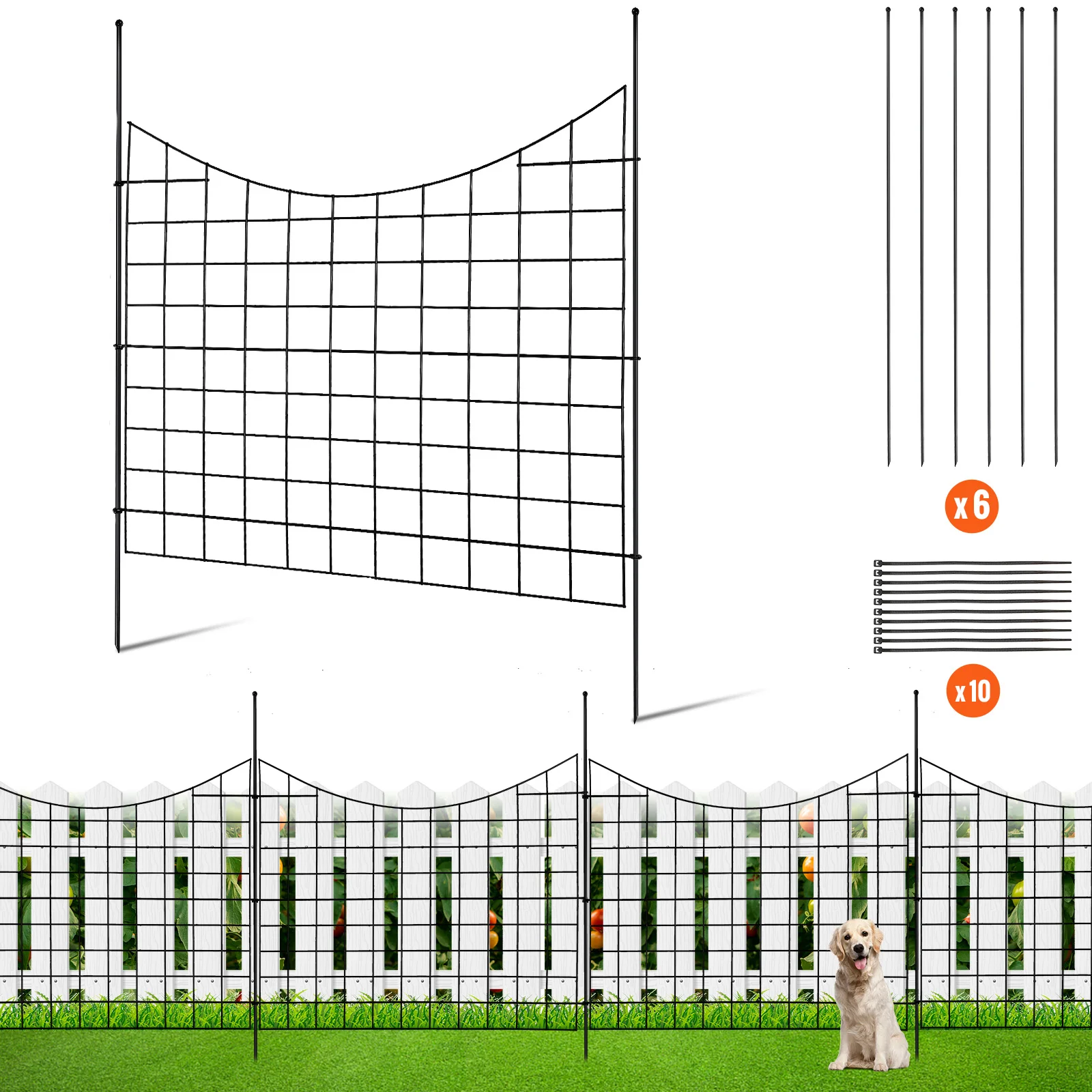 VEVOR Garden Fence No Dig Fence Animal Barrier Fence Underground Decorative Garden Fencing with 1.5 in Spike Spacing for Yard