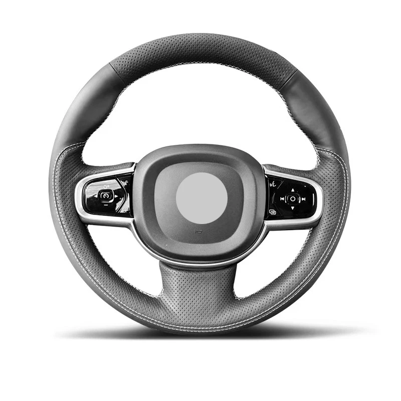 Genuine Leather Suede Steering Wheel Cover Wrap Black Thread Car Accessoires Specifically for VOLVO XC90 S90 XC60 S60 V90 CC