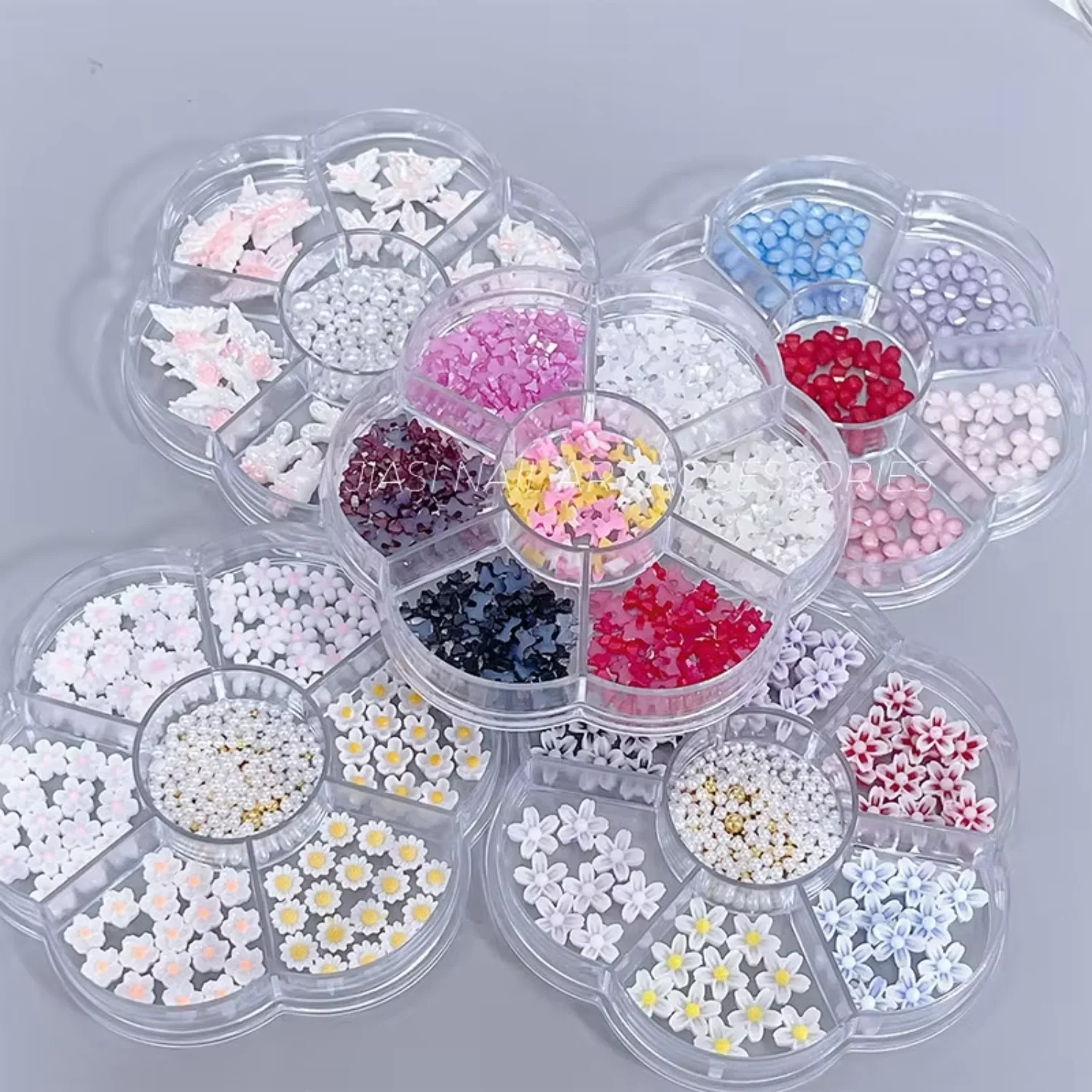 Wholesale Nail  Charms Boxed Five Petal Flower Tulip Bow Versatile Nail  Accessories