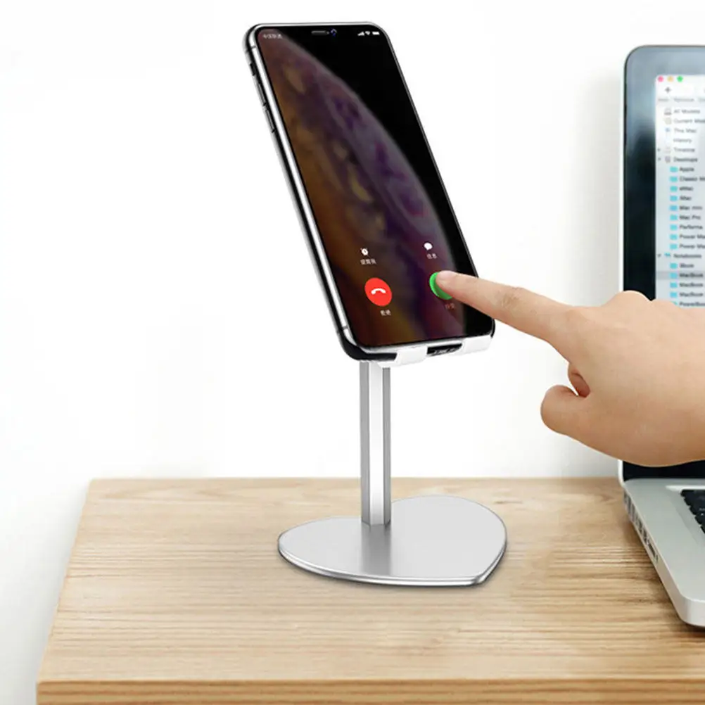 Foldable Metal Phone Holder for Desk Strong Stable Support Compatible with Smartphone Tablet Video Watching Webcast Display