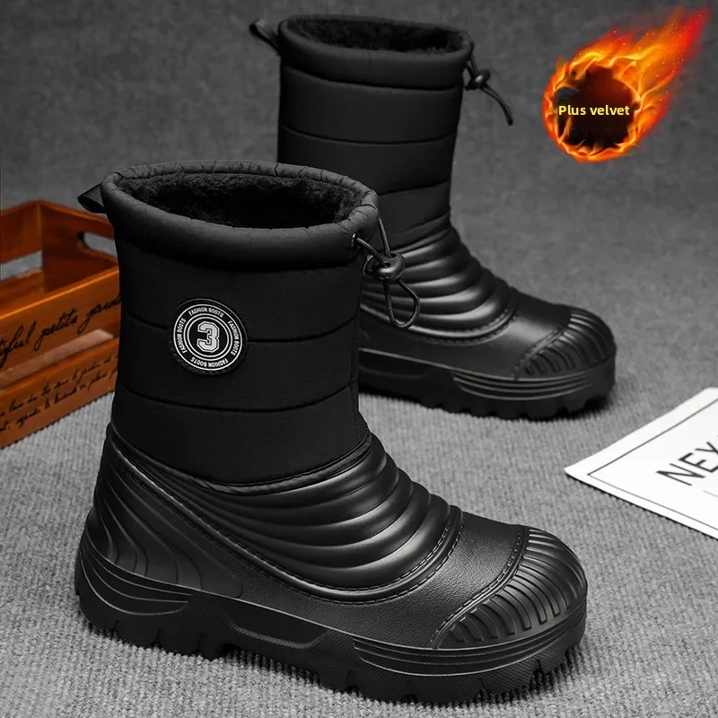

Мужские зимние ботинки, удобные уличные ботинки на флисовой подкладке, теплая мужская уличная походная мужская обувь для мужчин, ботинки с короткими плюшевыми мужскими ботинками
