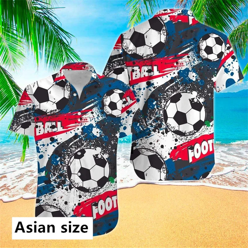 2025 New Soccer Balls Pattern 3D Printed Men Hawaiian Shirts Pop Summer Fashion Short Sleeve Sport Tops Women Y2k Beach Blouses