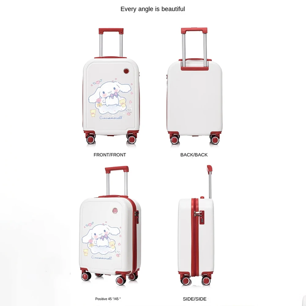 18/20 Inch Draw Bar Box Sanrios Cinnamoroll Travel Luggage Suitcase Universal Wheel Cartoon Large Capacity Student Luggage Case