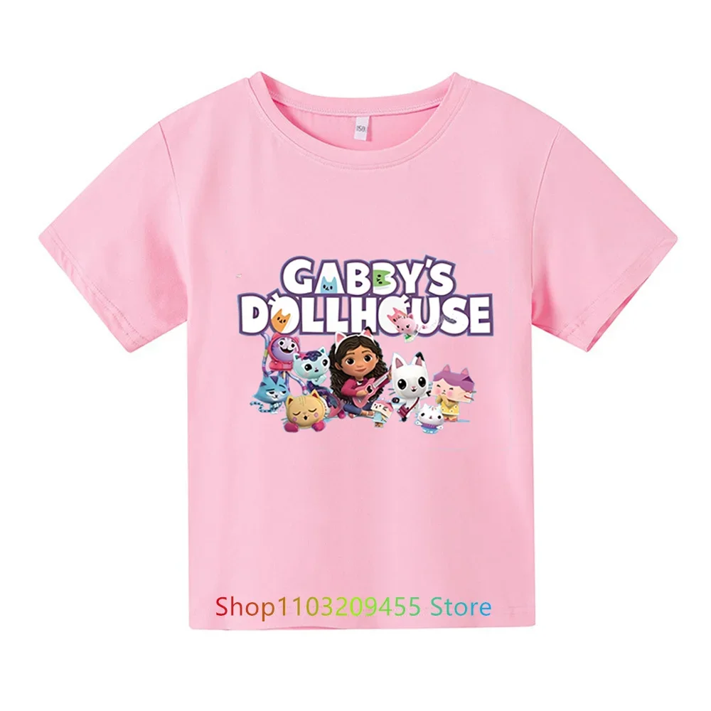 Girls Clothes Cute Gabbys Doll House Cartoon Kids Funny T-Shirts Baby Boys T shirt Summer Short Sleeve Children Tops