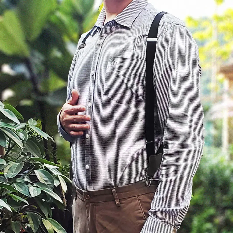 حمالات رجالي عصرية بمشبك جانبي، حمالات متينة وقابلة للتعديل على شكل X من الخلف