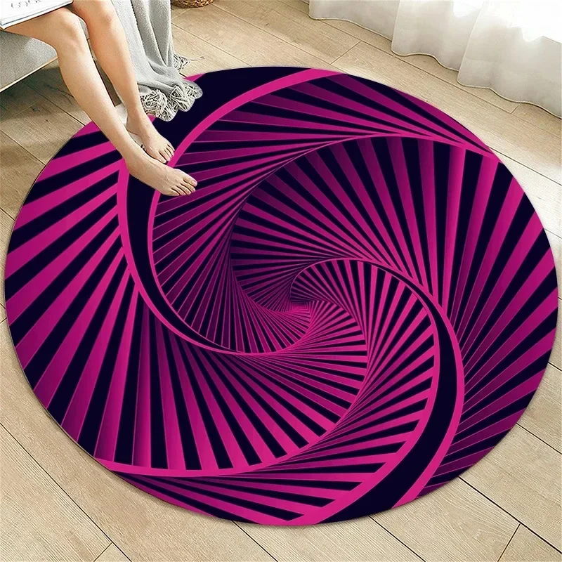 

Crystal Velvet Psychedelic Round Rug, Abstract Geometric Illusion Print Non-Slip Floor Mat for Living Room, Bedroom, Sofa Decor