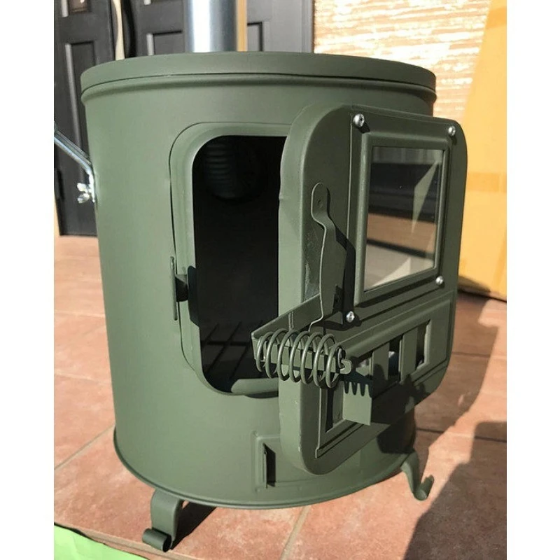 Household wood stove, outdoor portable tent in the courtyard, camping stove for heating, wood-burning charcoal stove utensils