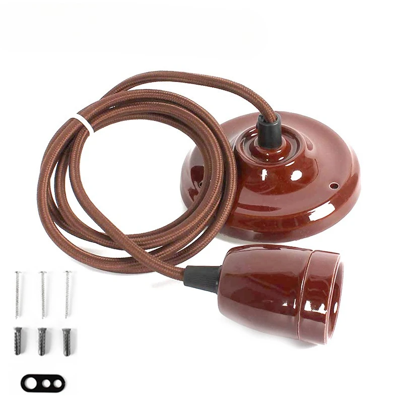 E27 Colorful Ceramic Pendant Lamp Component Retro Edison Lampholder Wire Pendant Lamp Accessory