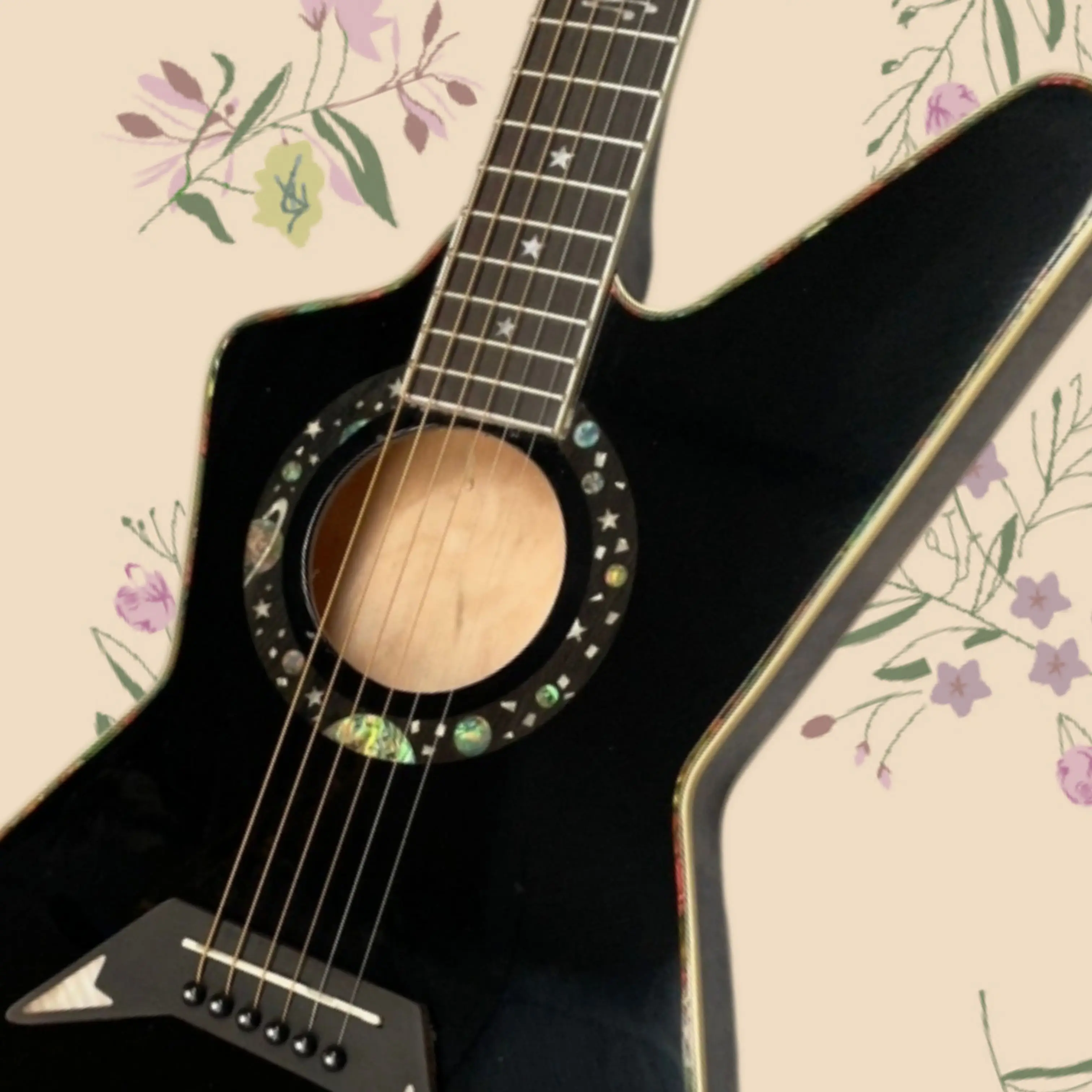 New Black Acoustic Guitar,Starburst Inlay Rosewood Fingerboard,Gold Binding Guitars,For Eye‑Catching Stage Performances Guitarra