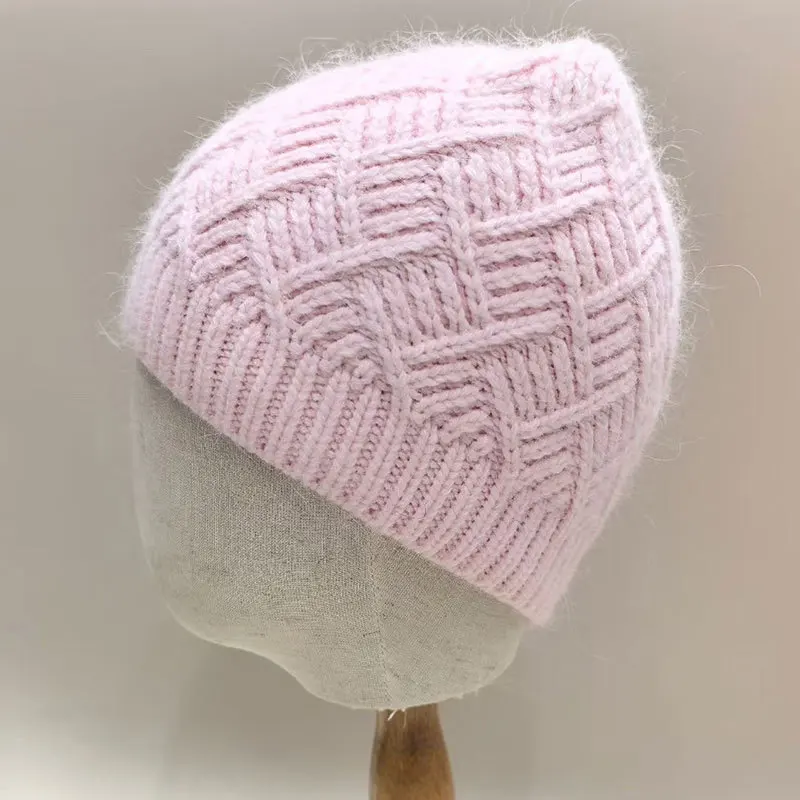 

Rabbit Fur Knitted Beanie Winter Warm Hats For Women Soft Fleece Lined Fashion Slouchy Casual Beanies Cold Weather Accessory