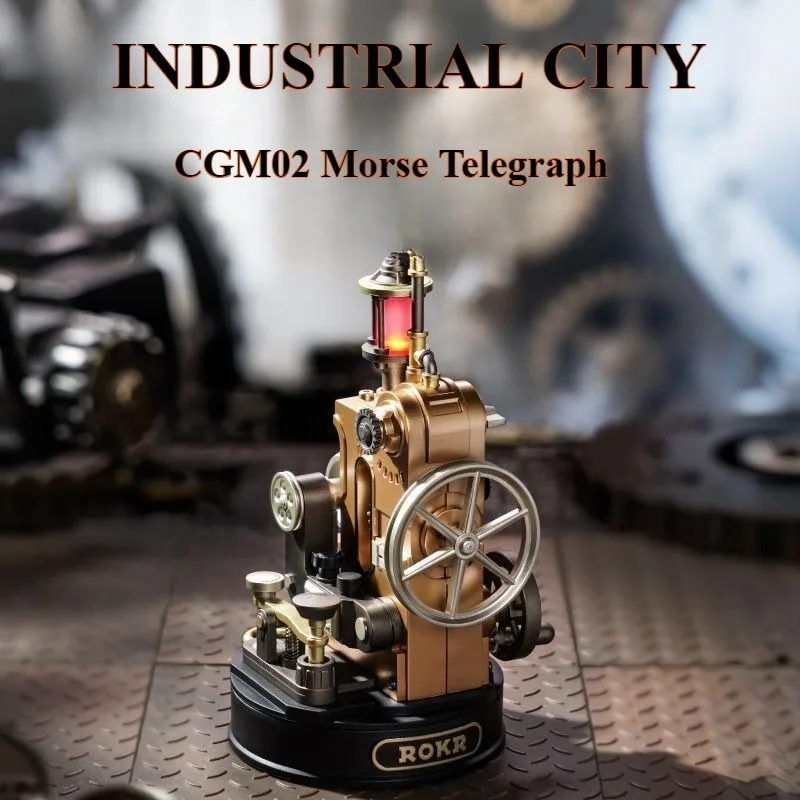 Robotime Industrial City Morse Telegraph Leonardo Helicopter Desktop Decoration DIY Assembly Model Toy Collection Gift for Boys
