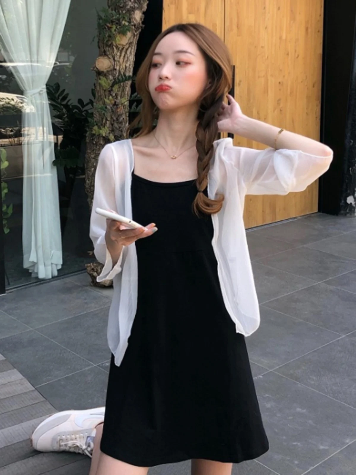 Été femmes eer Cardigan vêtements d'extérieur en mousseline de soie léger Protection solaire haut avec jupe v-ne ort Sve coréen Sle