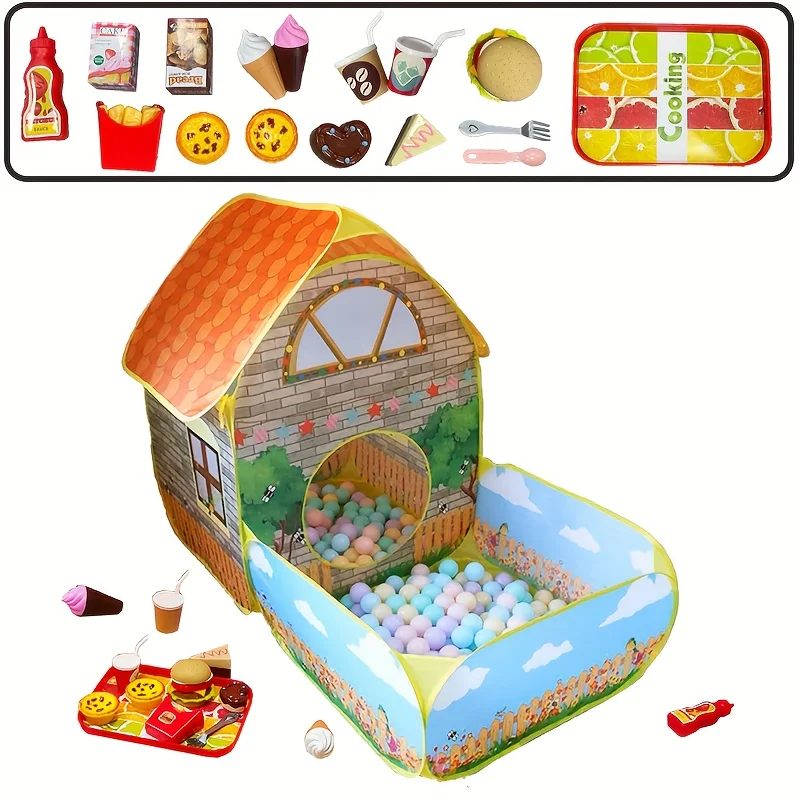 Tente de Villa de jardin pour jeunes, avec piscine à balles océan, maison de jeu intérieure et extérieure colorée pour garçons et filles, pliable et Portable