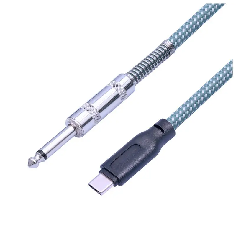 6.35Mm Male To USB Type-C Male Guitar Audio Cable 1/4Inch To USB-C Recording Cord Guitar To USB C Record Cable 1 Meter Durable