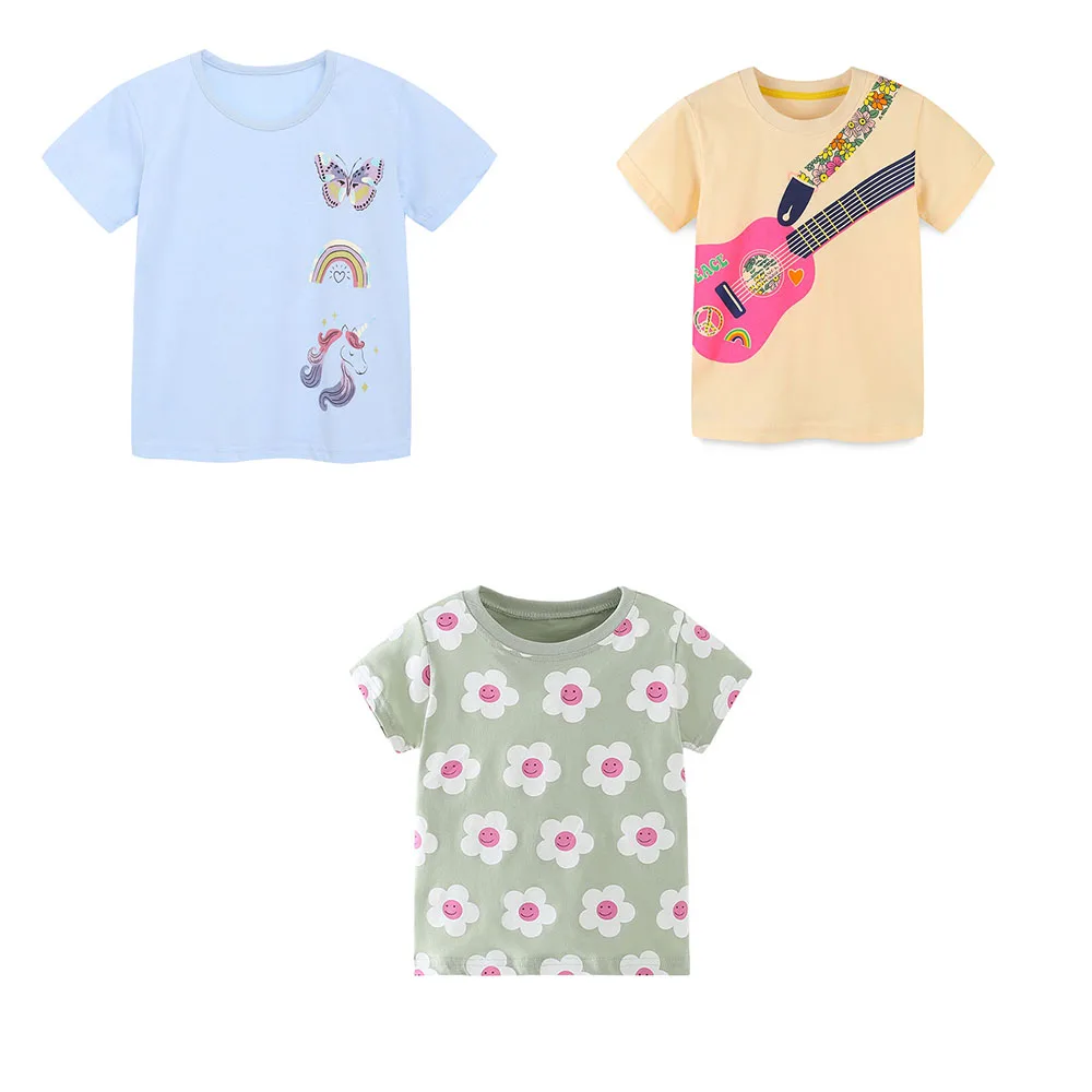 Jumping Meters 2-7T Cartoon New Arrival Summer Girls T Shirts Hot Selling Children's Costume Cute Toddler Kids Tees Tops