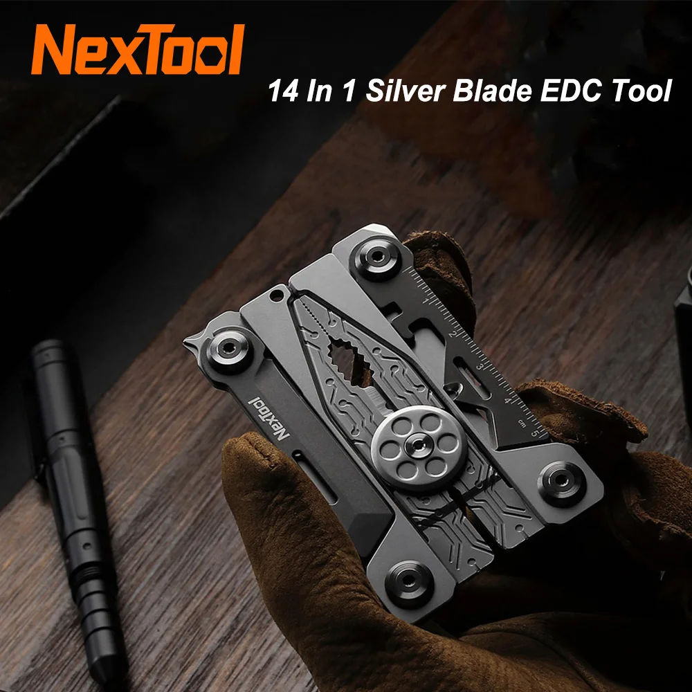 Nextool 14 In 1 Silver Blade Portable EDC Tool Multi-function Pliers Multi Tool Screwdriver Wrench Pliers Knife With Leather Bag