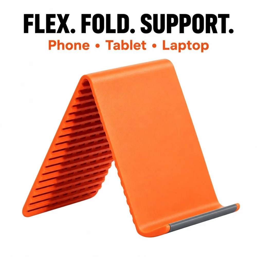 Bendable Silicone Device Stand for Phone Tablet Laptop Fold Flat Anti Slip Desk Holder for Video Calls Work and Trave
