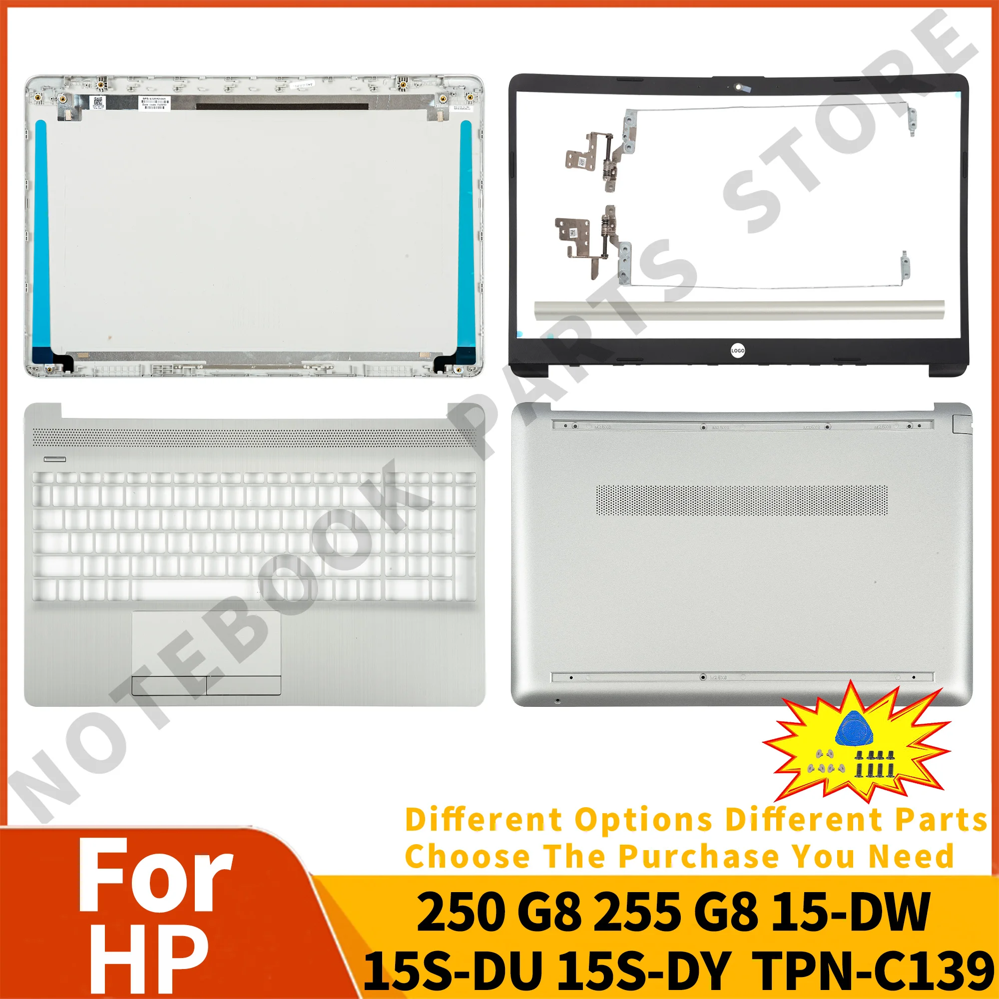 New Laptop Cases For HP 250 G8 255 G8 15-DW 15S-DU 15S-DY 15S-DR TPN-C139 Plastic Back Cover Bezel Palmrest Bottom Case Repair