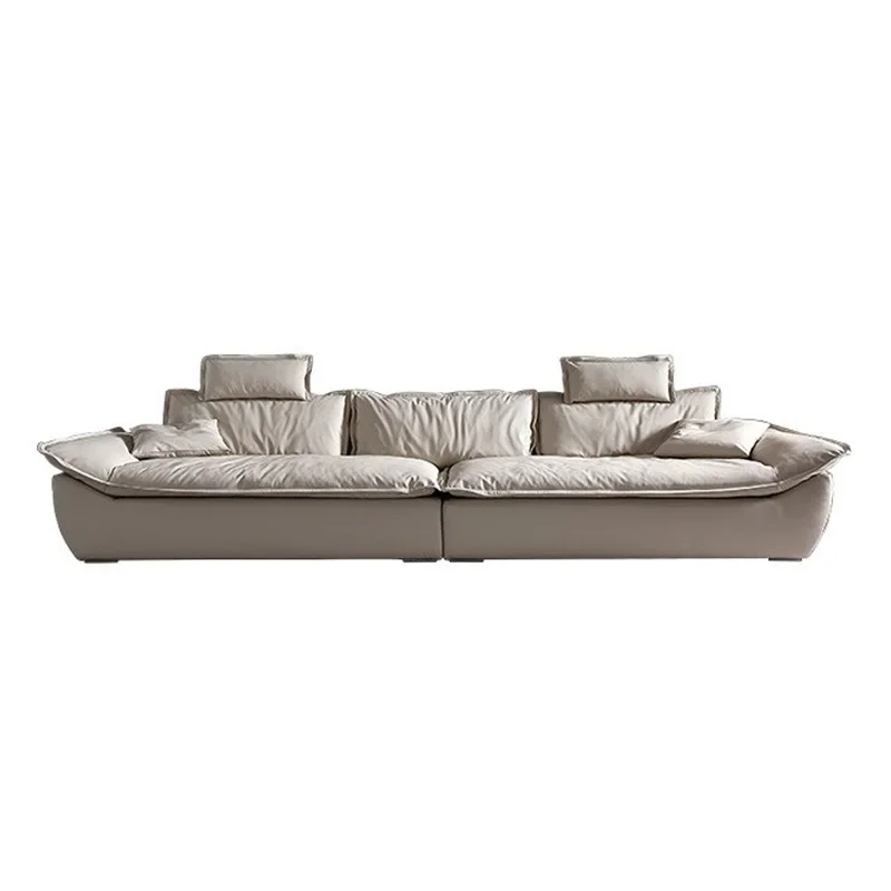 

Italian ultra deep seat, wide high backrest, large sailboat sofa, living room, cream and quiet breeze, light luxury silicone lea