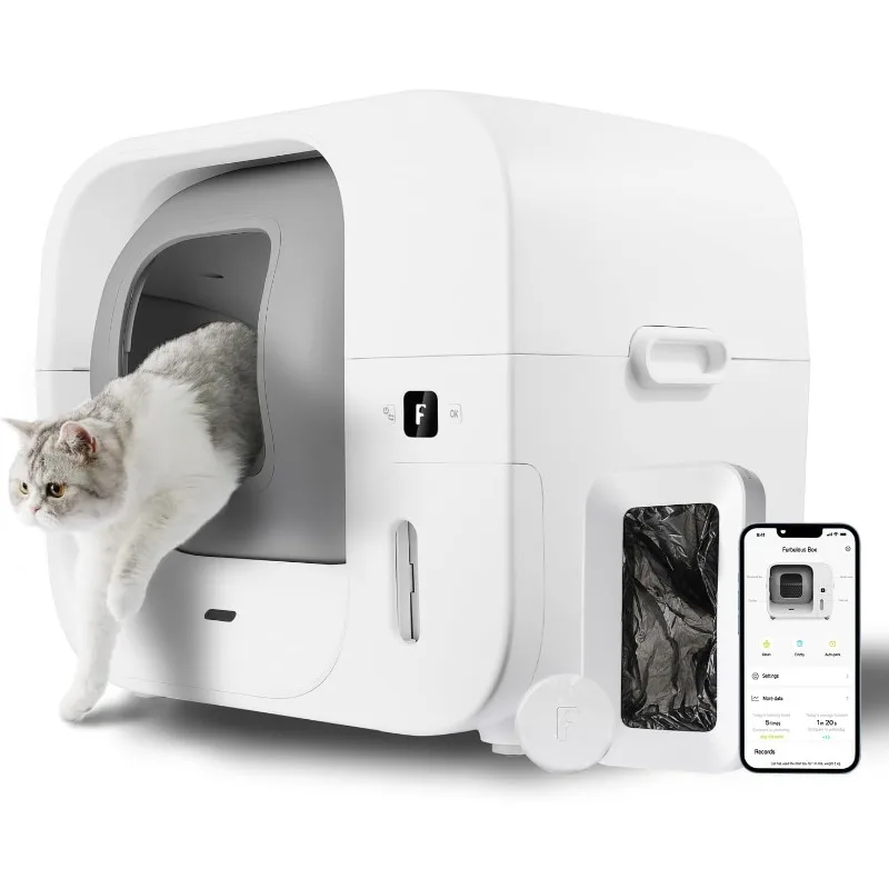 

True Odor-Free Self Cleaning and Packing Litter Box, Automatic Cat Litter Box with Self-Pack and Refill System, APP Co