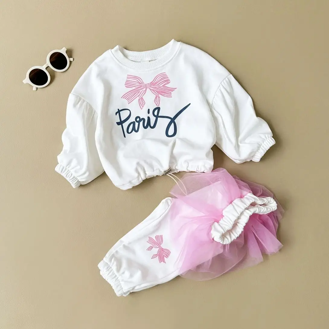 

Baby Girls Clothes Set Children's Lace Pullover Sweet Sweater Top and Pant Suit Floral Sweatshirt Sweat Pant Outfit 2PCS