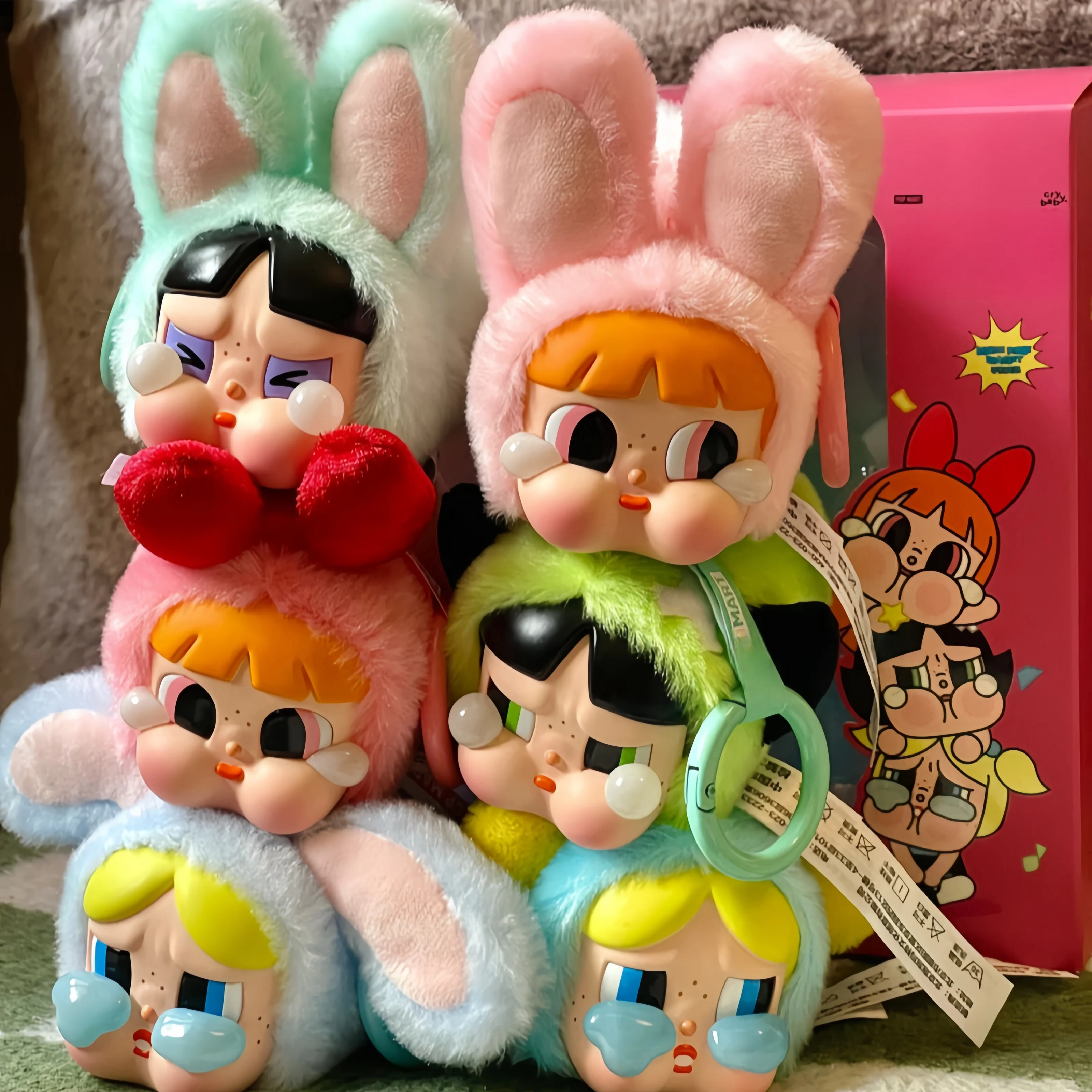 Crybaby The Powerpuff Girls Series Cry Baby Plastic Face Plush Mysterious Box Action Figures Dolls Ornament Toy Xmas Gift