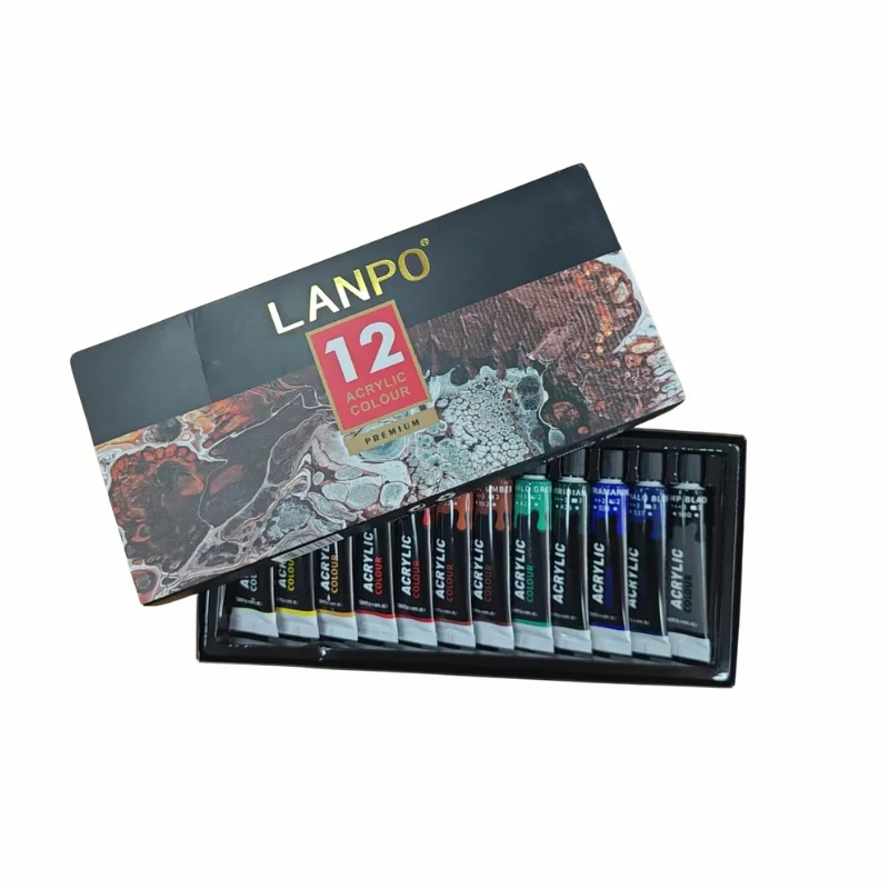 12 Colors Acrylic Paint Set, 12ml Tubes Professional Art Supplies for Canvas Painting, Craft Kit for Beginners & Students