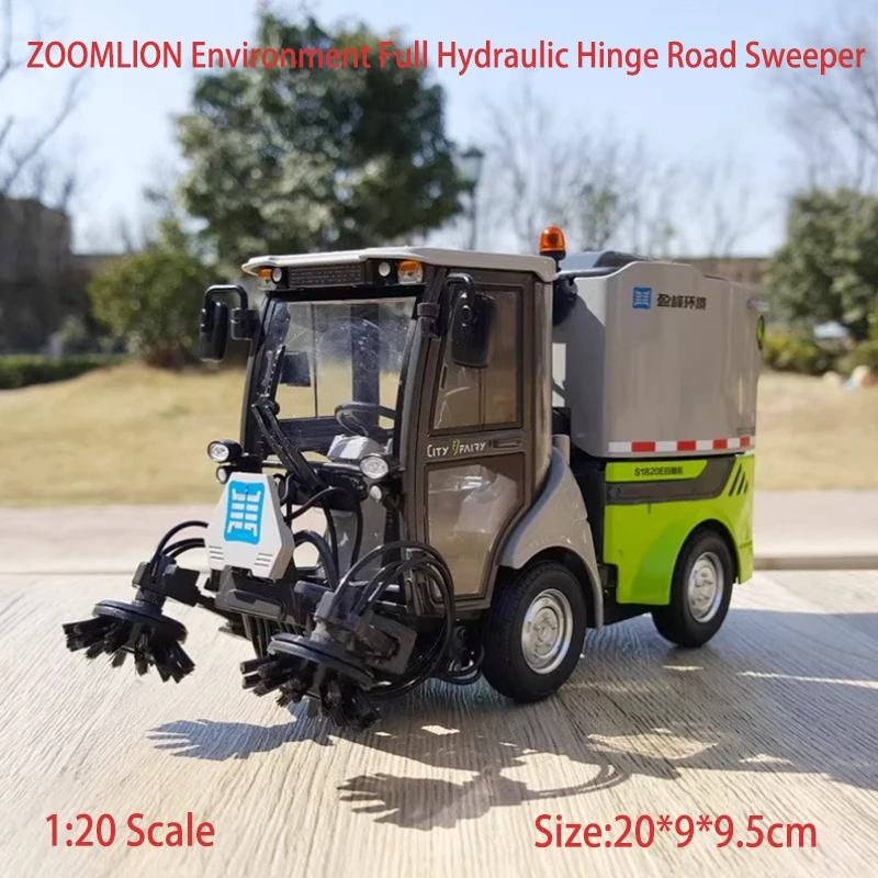 Diecast 1:20 Scale ZOOMLlON Environment Full Hydraulic Hinge Road Sweeper Alloy Model Hobby Collection Display Gift Decoration