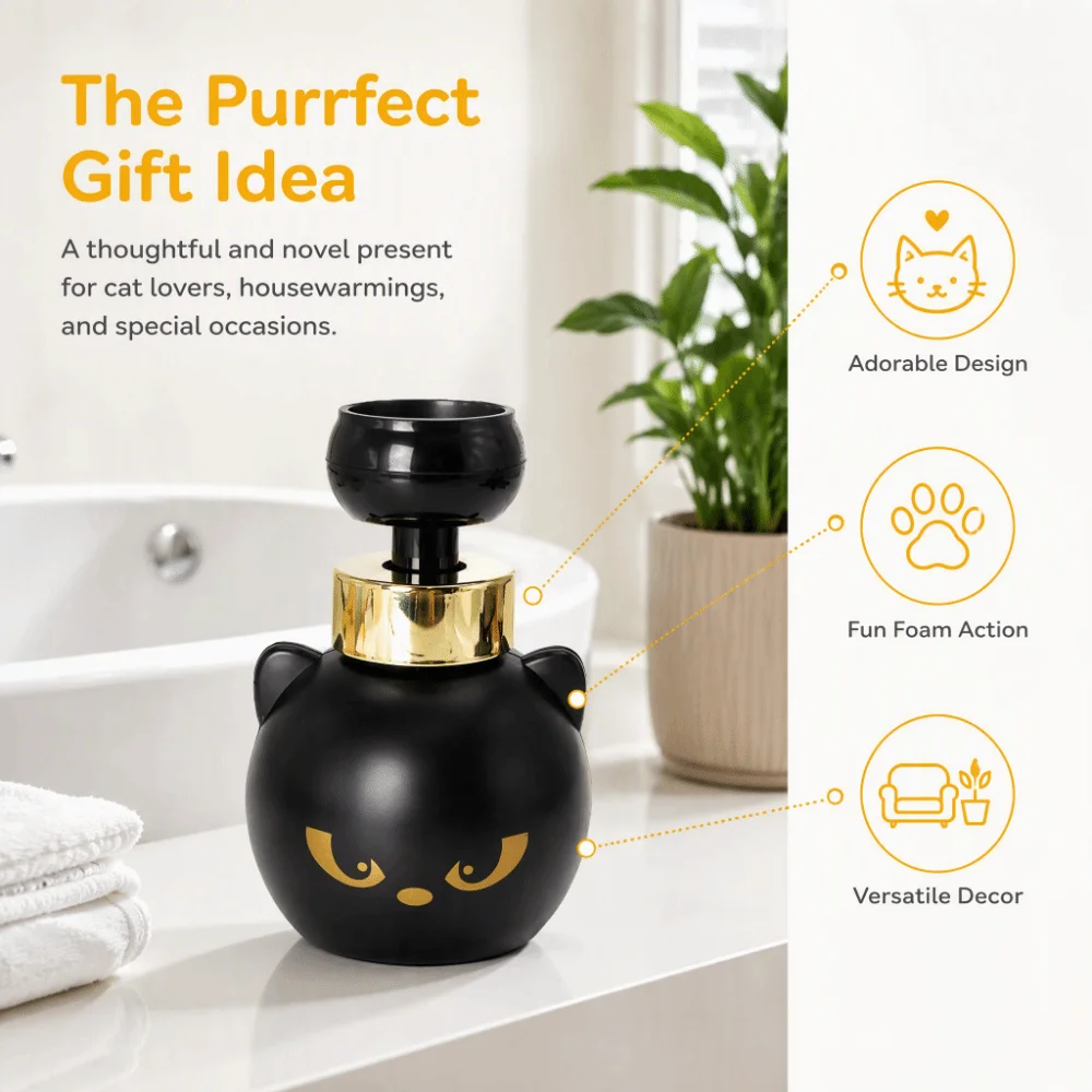 ABS Foam Soap Dispenser Black Gold Paw Shaped Foam Soap Pump Bottle Refillable Design Liquid Soap Compatible Hand Soap Dispenser