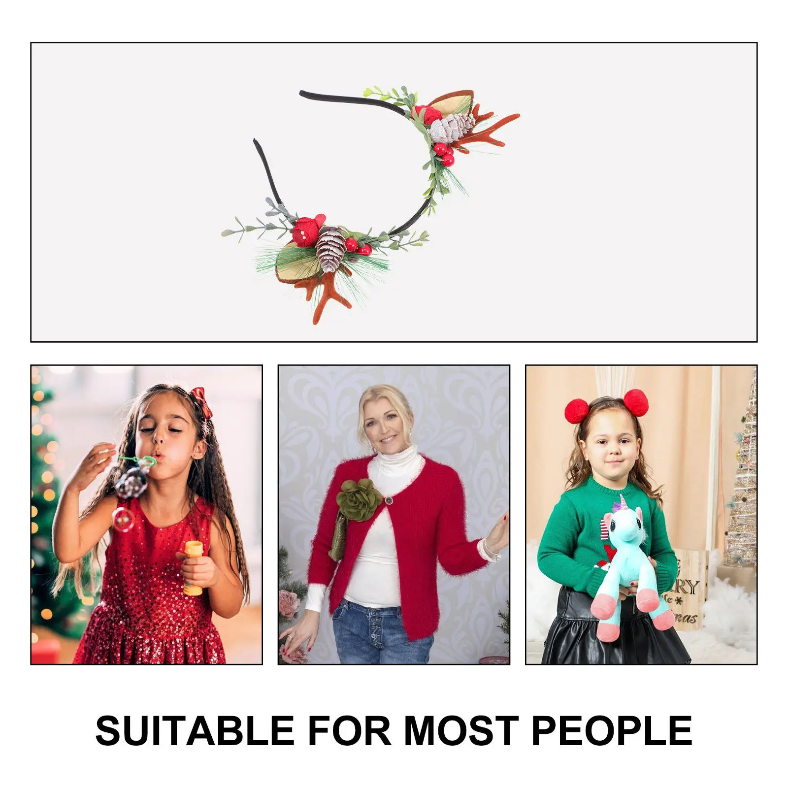 

1Pcs Elk Antler Headband Christmas Party Hair Decor Xmas Headdress Photo Prop Hairband Festive Costume Hair Ornament