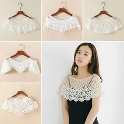Women Scarf Pure Color Lace Shawl Lace Blouse Shoulders Scarf Hollow Out Shawl Spring Autumn
