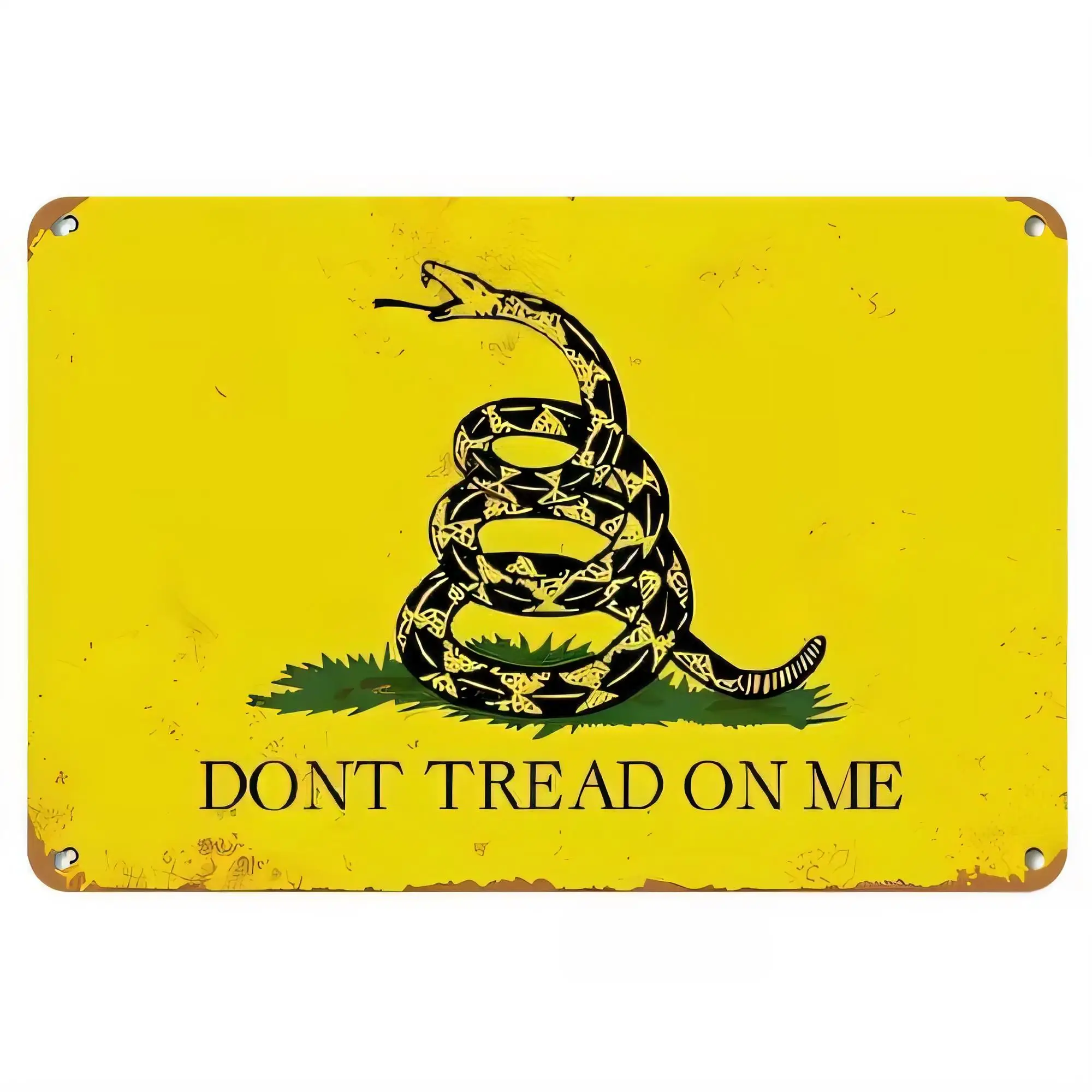 Tin Sign Metal Vintage “DON’T TREAD ON ME” Snake Gadsden Flag Wall Art for Home Bar Garage Man Cave Rustic Decor   Retro Warning