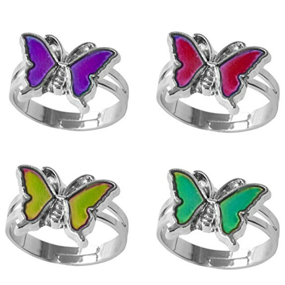 Wholesale 36pcs Mood Rings Butterfly Shape Temperature Changeable Band Ring Jewelry for Chilldren and Women