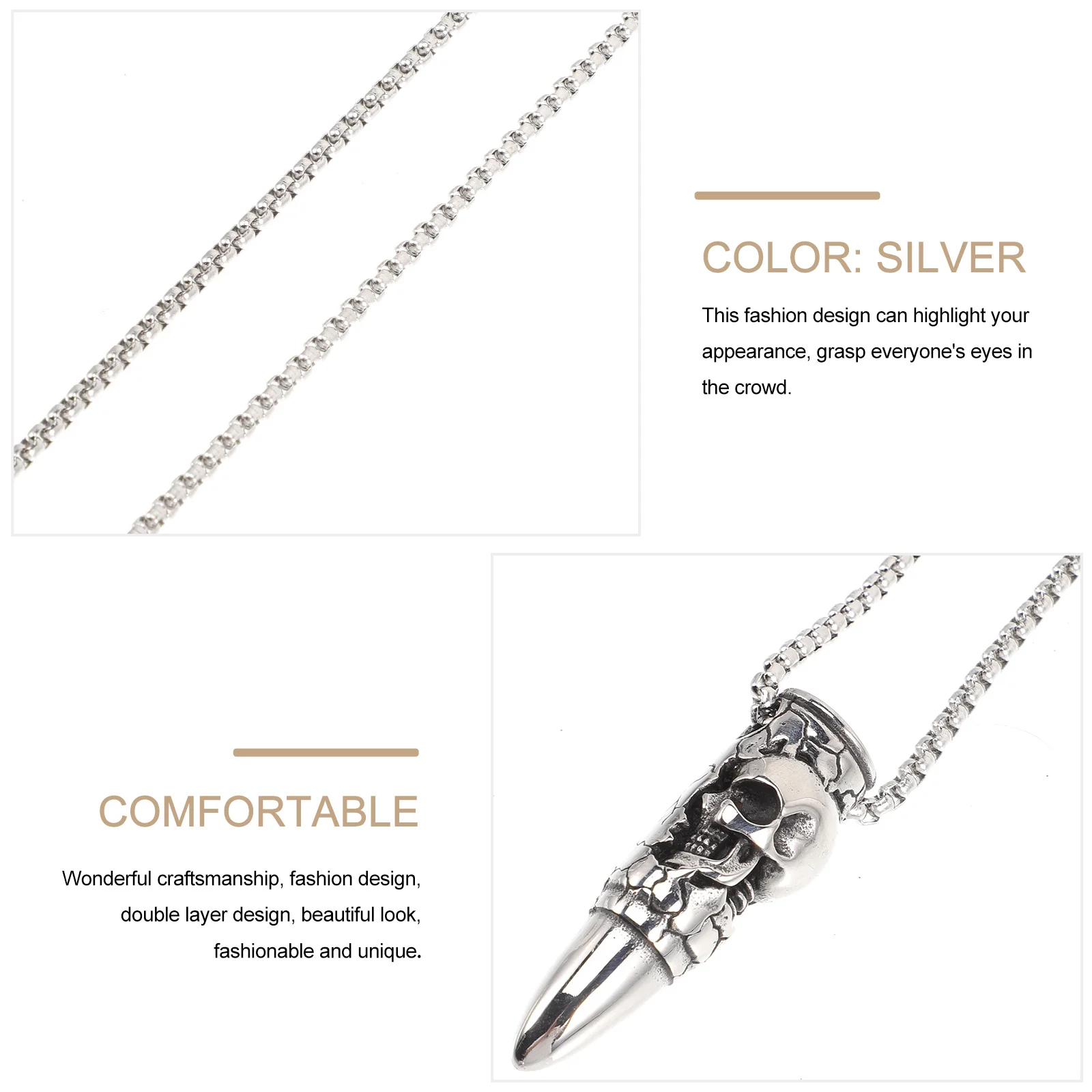 

Cool Style Skull Necklace for Men Fashion Pendant Titanium Steel Material Unique Eye Catching Design Male Jewelry Gift