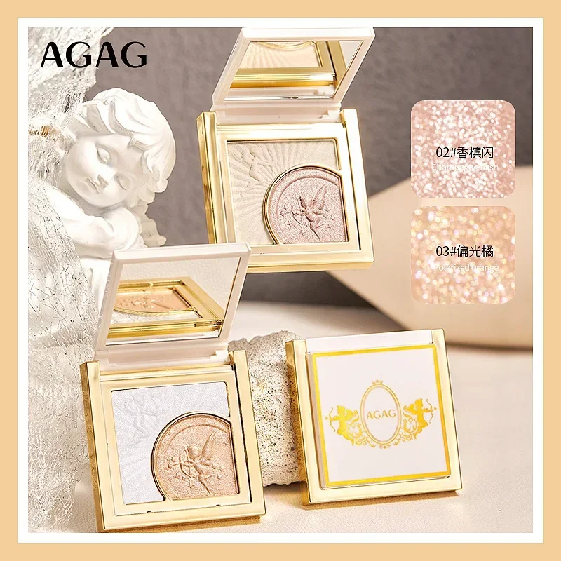 Agag paleta de iluminador facial, maquiagem de alto brilho, brilho corporal, iluminador facial, contorno de longa duração, beleza rara