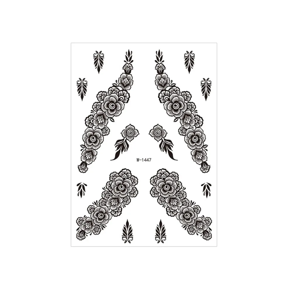 

Водостойкие переводные наклейки для татуировок хной: индийские цветочные узоры Мехенди, временные тату-стикеры, мгновенные водонепроницаемые наклейки для боди-арта