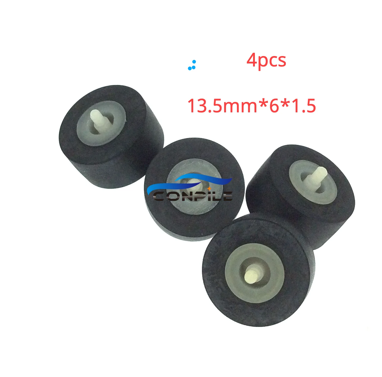 

4pcs 13.5mm*6*1.5 with axis wheel belt pulley rubber pinch roller for cassette deck tape recorder Stereo player