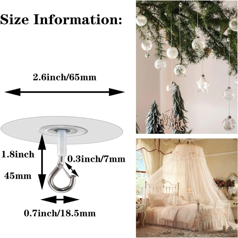 ชุดไม้แขวนอเนกประสงค์ 3 ชิ้นบนไม้แขวนเสื้อ PunchFree ตะขอเพดาน Traceless Hooks
