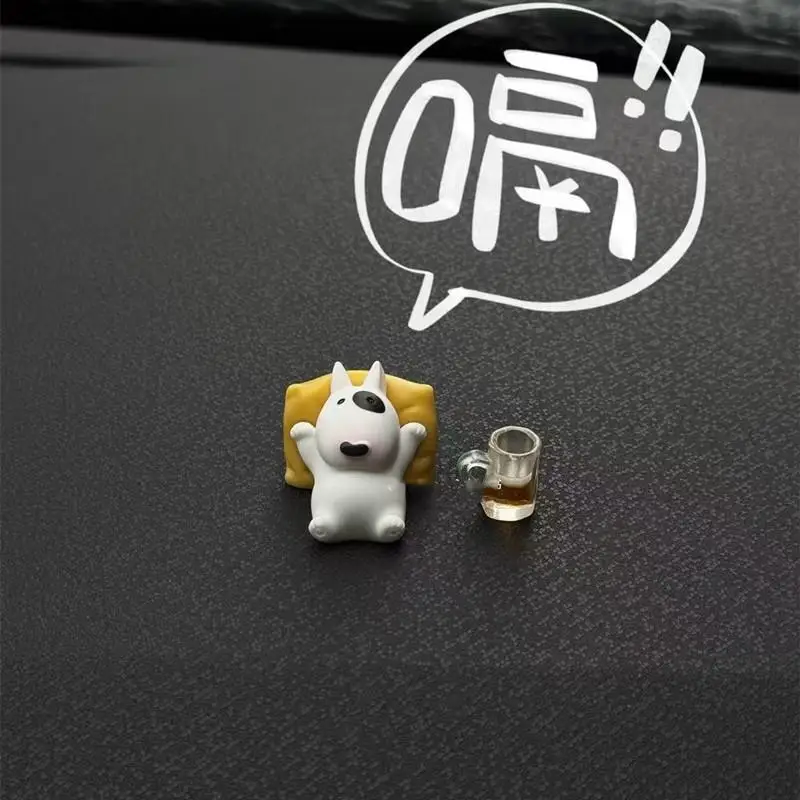 

1 Set Adorable Bull Terrier Dashboard Figurine With Relaxed Pose Car Interior Ornament For Model 3 Cute Auto Accessories