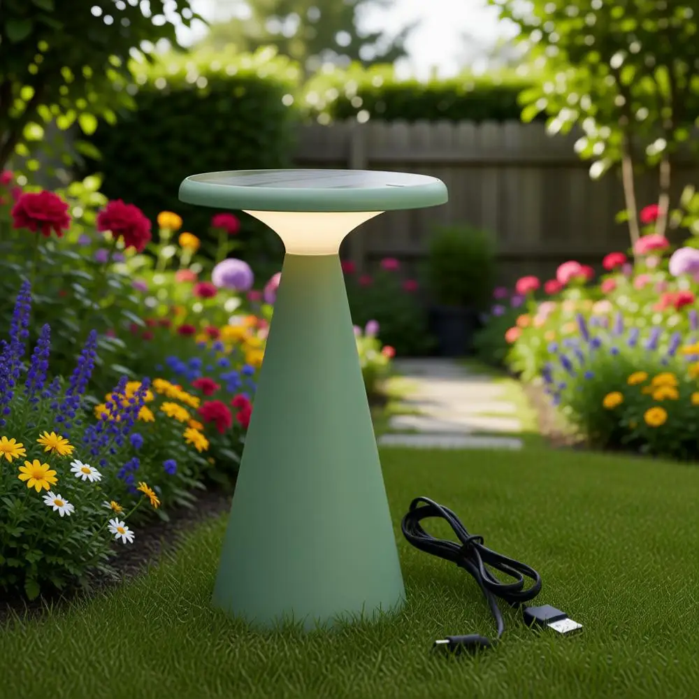 

Portable Mushroom LED Table Lamp - Indoor/Outdoor Use - Step Dimming - Up to 45 Hour Rechargeable Battery - 1.6W, 160 lumens, 27