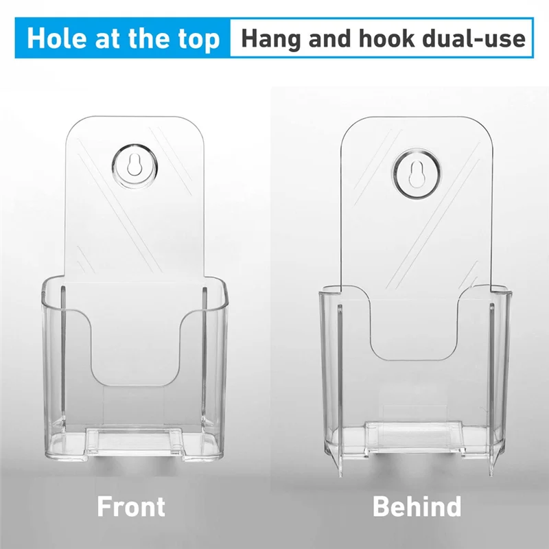 Acrylic Brochure Holder Slant Back Design, Clear Display Stand, Plastic Table Stand Sign Holder 2 Pack Durable Easy To Use