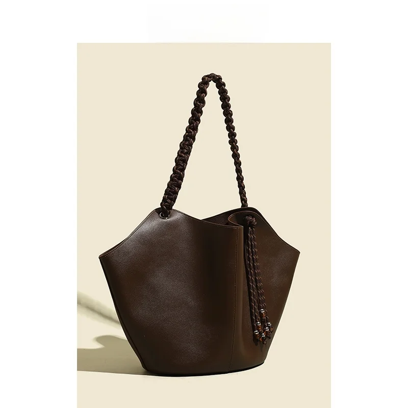 DSGUTWO 怠惰なスタイルのレザートートバッグ女性の脇の下バッグ大容量シングルショルダーバッグ通勤新 2024 モデル