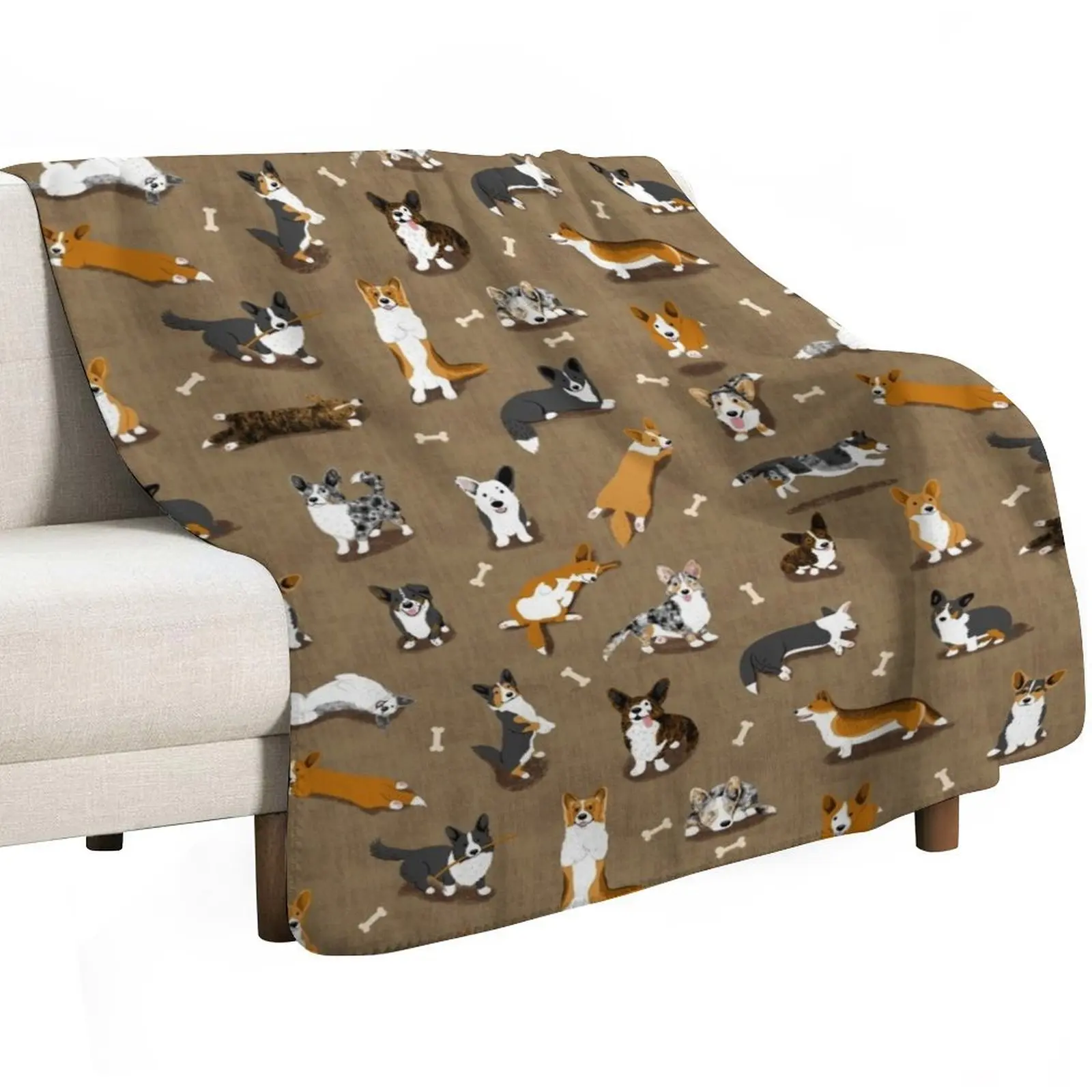 Cardigan Corgi Pattern on Brown Throw Blanket manga Kid'S Moving Luxury Throw Sofas blankets and throws Blankets