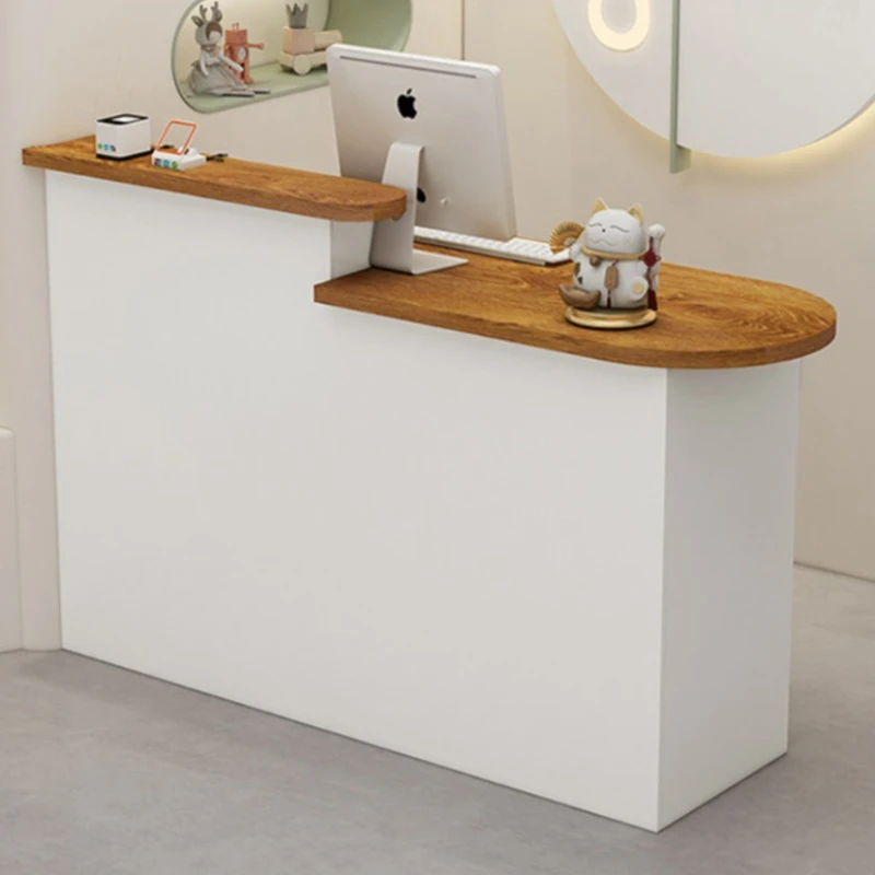 

Modern Small Reception Desk Curved Beauty Salon Counter Reception Desk Clothing Store Bancone Per Negozio Commercial Furniture