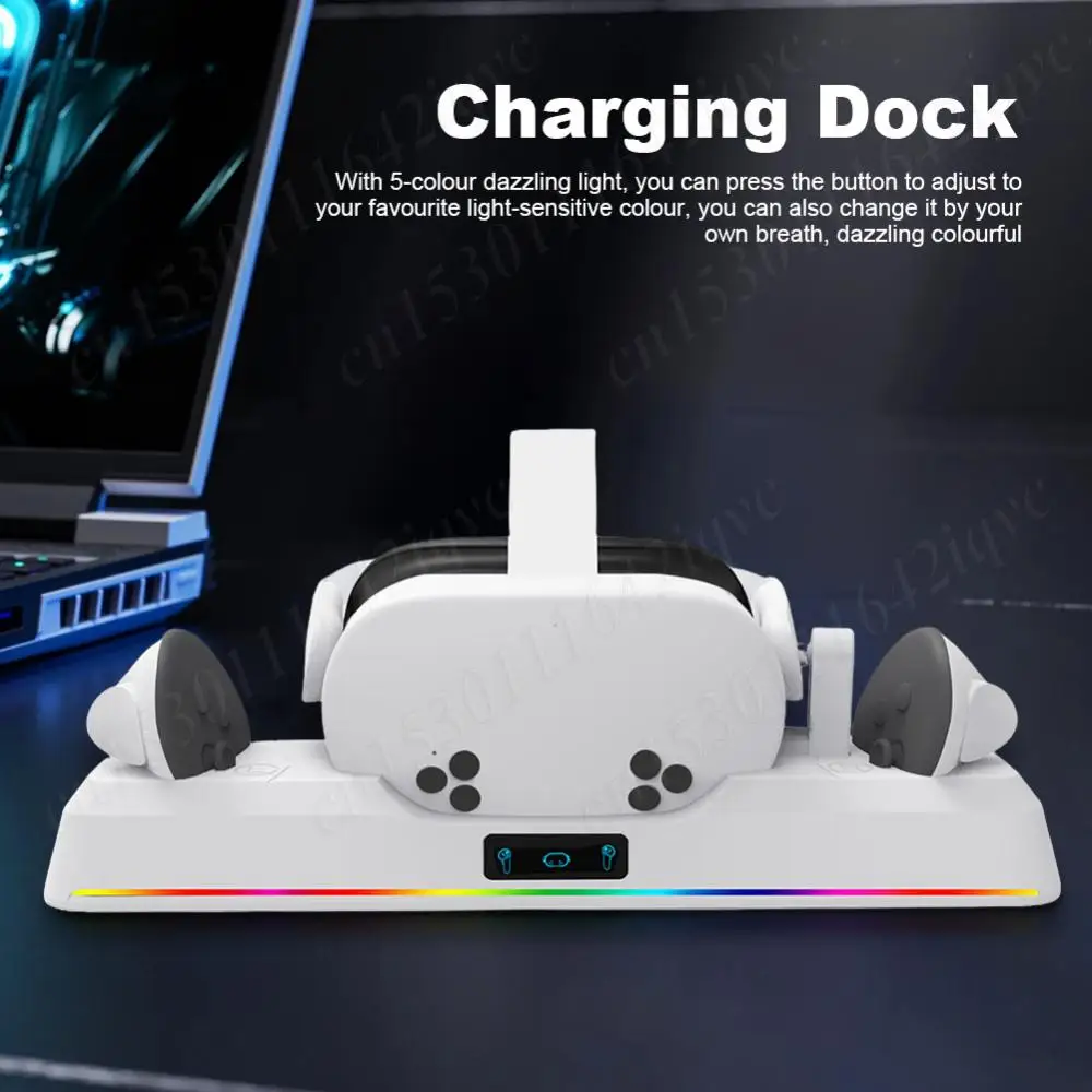 Charging Stand VR Headset & Controllers Charging Stand with 2 Rechargeable Batteries VR Charging Station Fit for Meta Quest 3S