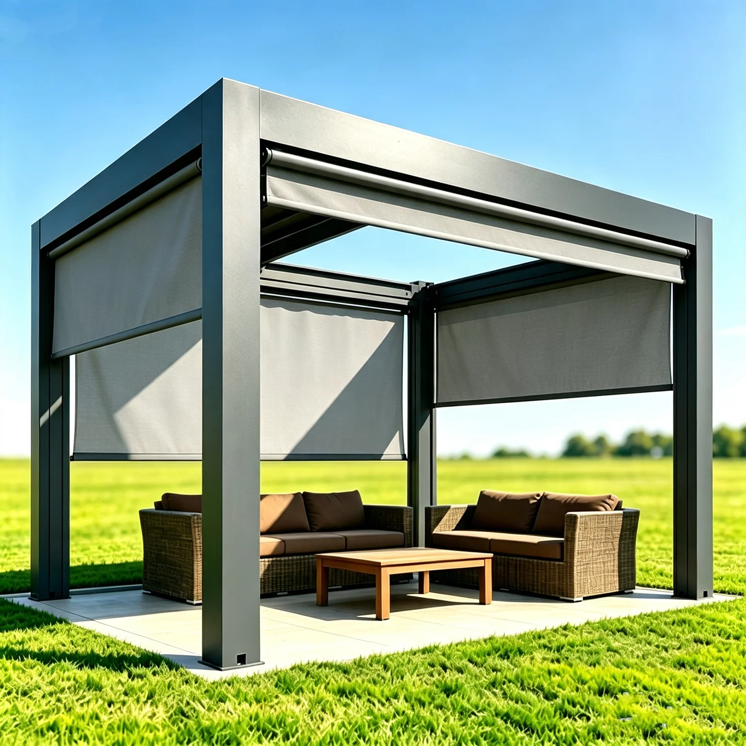 Modern Duty Aluminum Pergola Electric Gazebo – Sleek Retractable Roof, Rust-Resistant & Waterproof Aluminum Frame for Patio